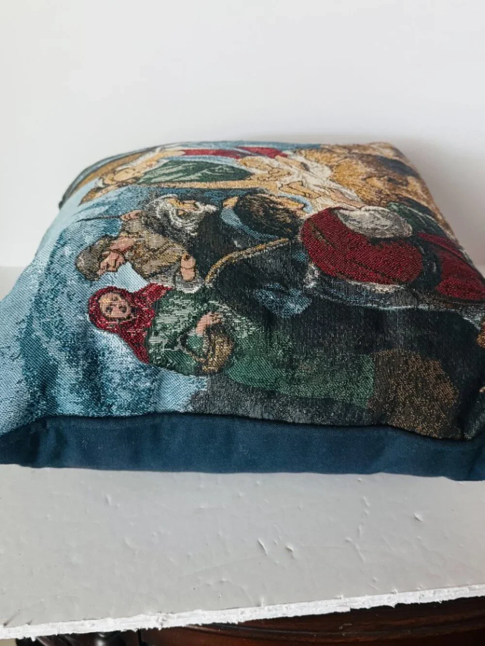 Sue Allison Nativity Scene Christmas Tapestry Throw Pillow 16x16